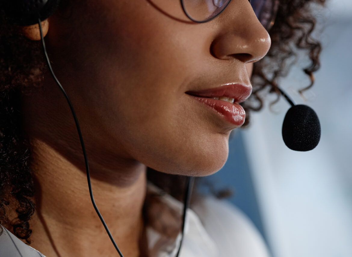Female Speaker Wearing Headset